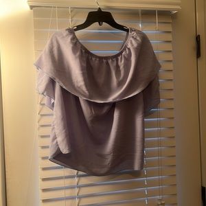 Light blue boohoo off the shoulder top-16